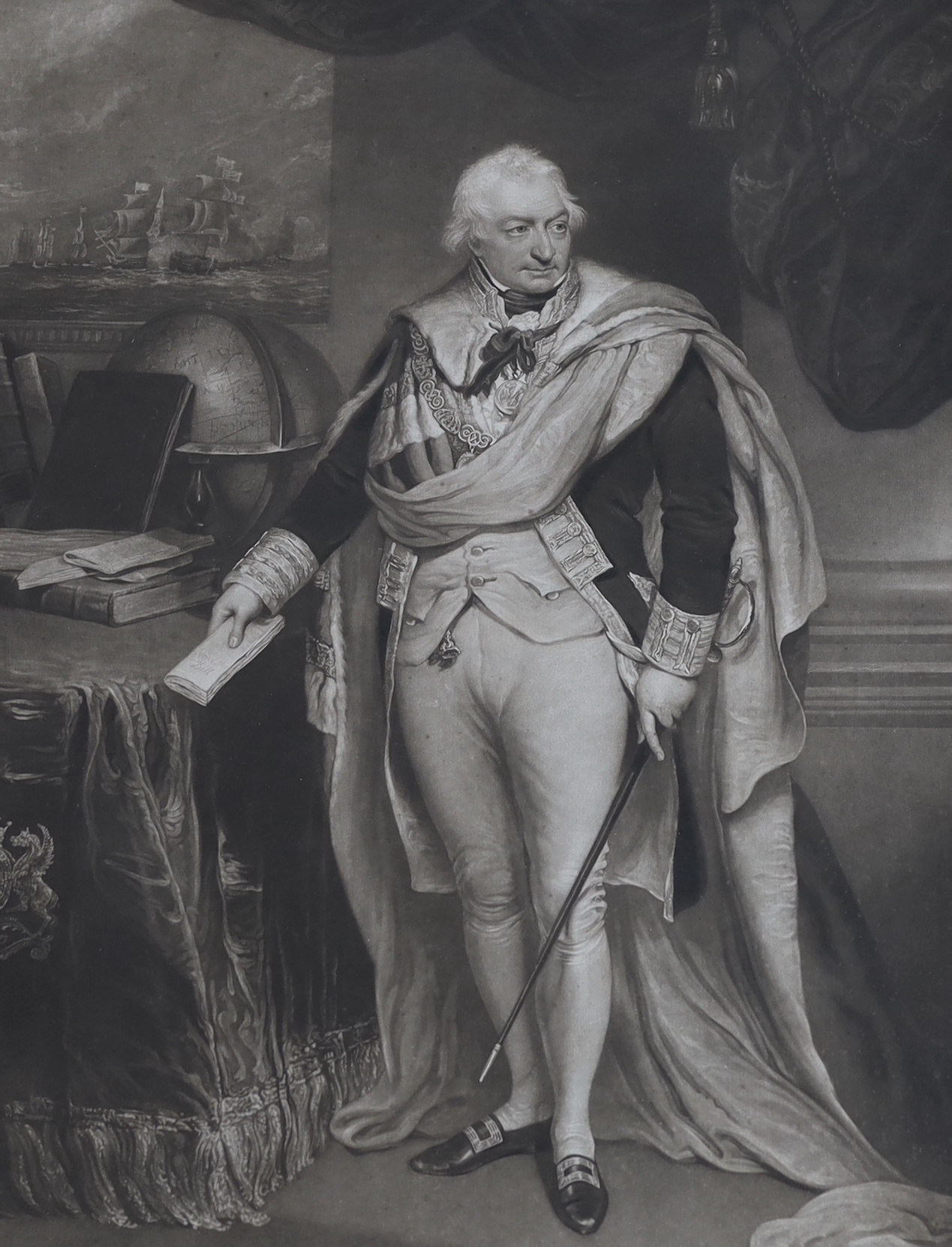 Charles Turner after Sir William Beechey R.A., mezzotint, 'John Earl of St Vincent, Admiral of the Red and General of Marines', published 1816, visible sheet 60.5 x 44cm